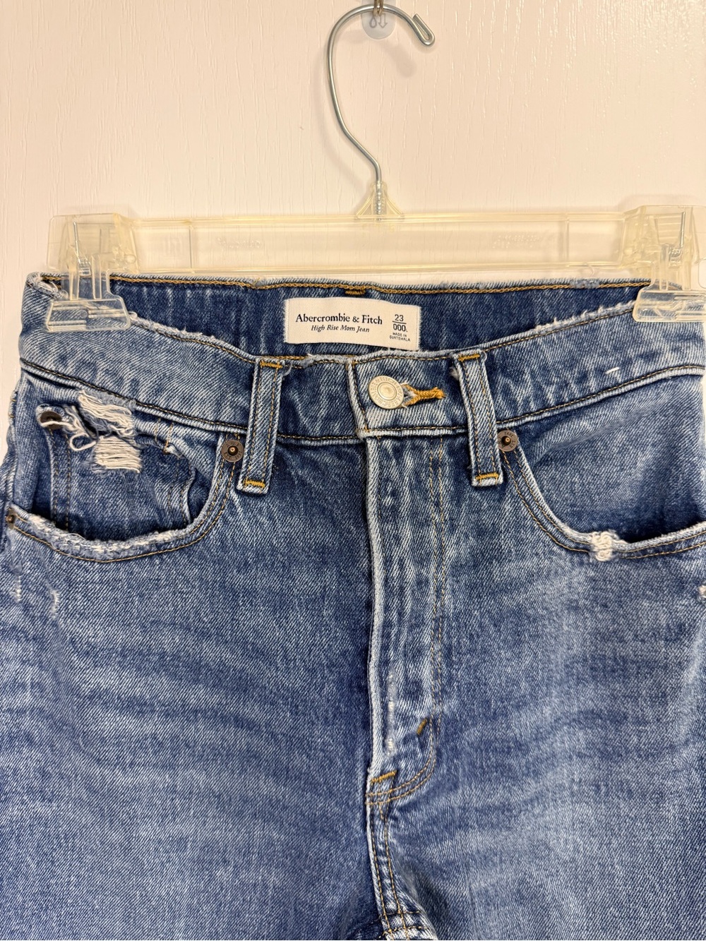 Abercrombie & Fitch Women's Ripped Medium Blue high rise mom jean size 23 - Picture 4 of 8